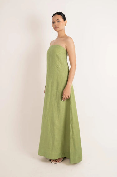 NAYA STRAPLESS DRESS FOREST GREEN - STUDIO JO STORE